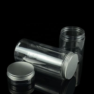 barattoli di plastica di stoccaggio dell'alimento della plastica del biscotto dei barattoli dell'ANIMALE DOMESTICO di plastica del coperchio a vite 250g con il cappuccio del metallo