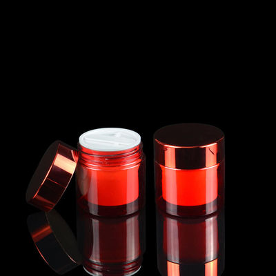 La plastica cosmetica di lusso dell'ANIMALE DOMESTICO di doppio strato 50ml stona i contenitori cosmetici dell'ANIMALE DOMESTICO UV di placcatura