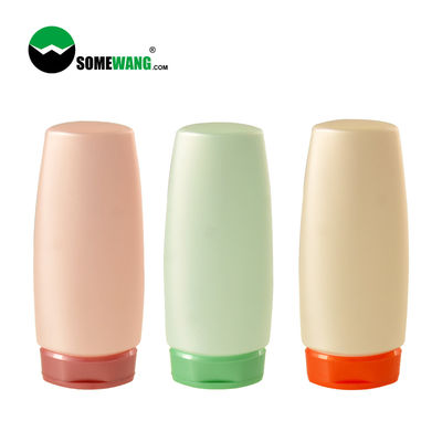 La bottiglia di plastica 200ml del PE di uso dello sciampo ha personalizzato la bottiglia piana di compressione con Flip Top Lid